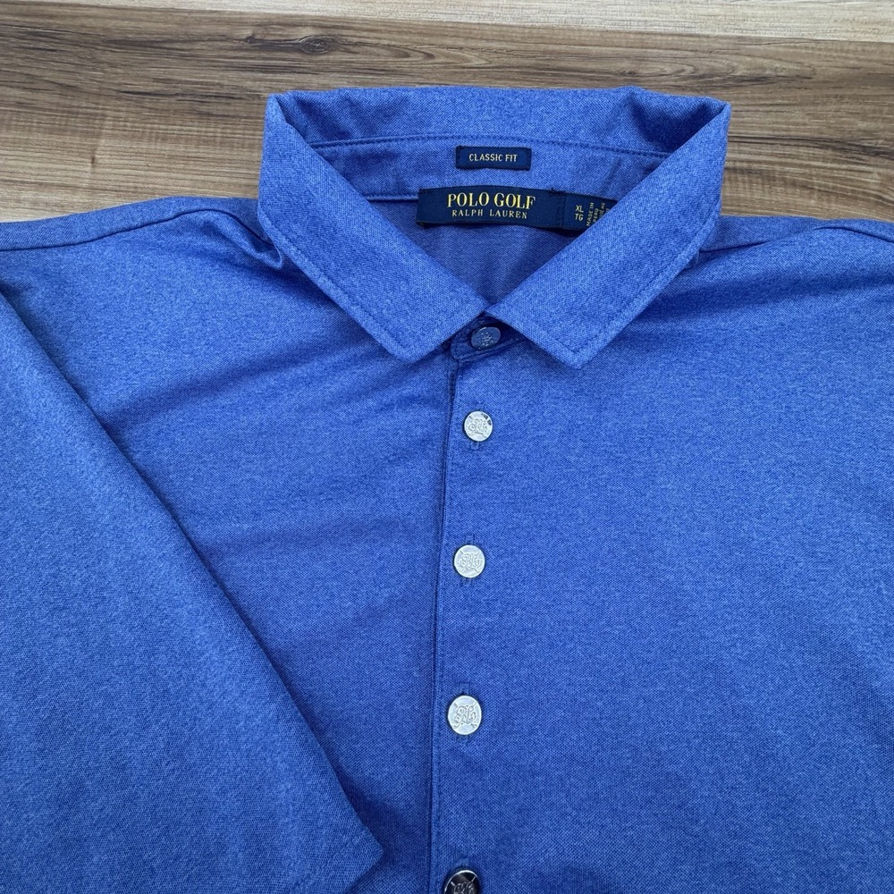 Polo Ralph Lauren Men's‎ Blue Polo Shirt Size XL Short Sleeve Metal Button Golf